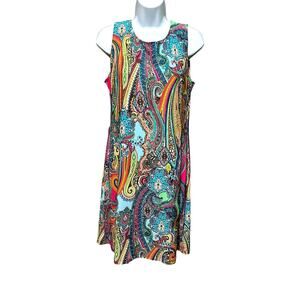 Tommy Hilfiger Women Paisley Boho Dress 8 Colorful Mod Festival Retro Resort